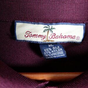 Tommy Bahama Silk Blend Long Sleeve Sweater Sz XL Mens Maroon Red Collar Knit